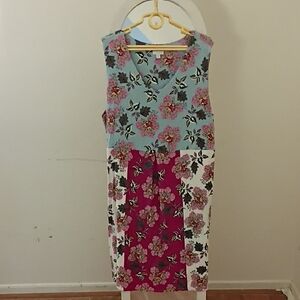 J. Jill Floral Midi Dress - Blue, Pink, White